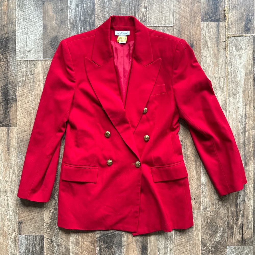 Vintage gold button red preppy blazer